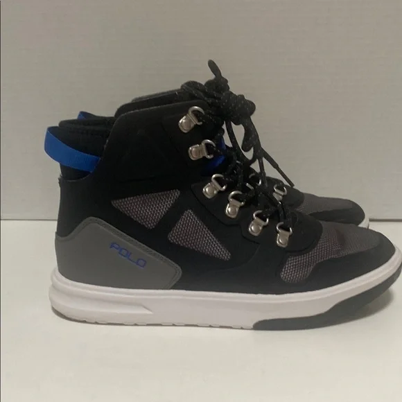 Polo by Ralph Lauren Boys Black/Gray/Blue Boots Size 4 - Picture 3 of 9